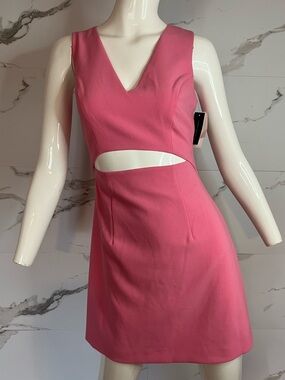 NWT French Connection Pink Cutout V-Neck Mini Dress Size 2 Barbiecore